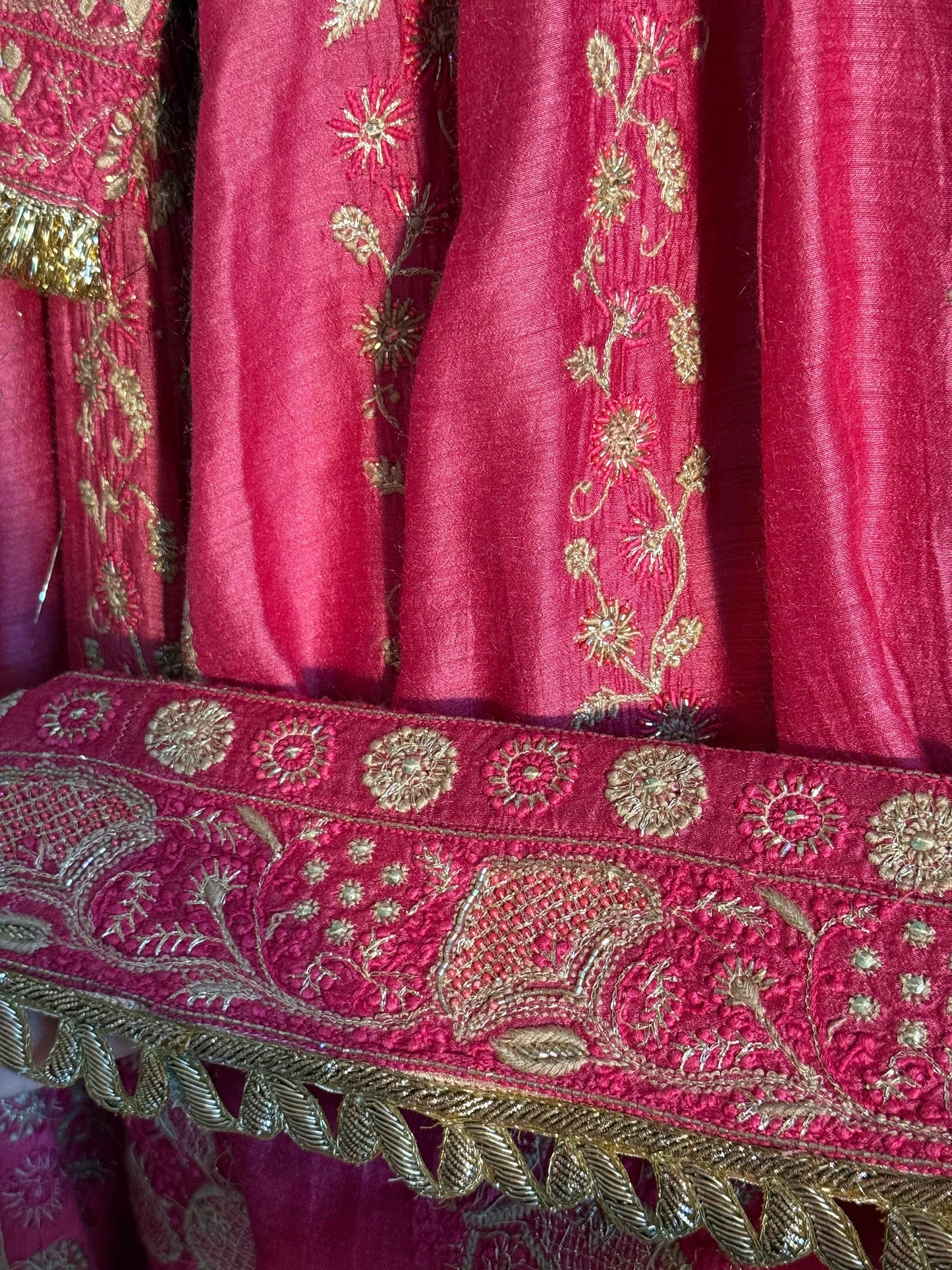 Roheen Pink Moonga Silk Chikankari Anarkali With Dupatta