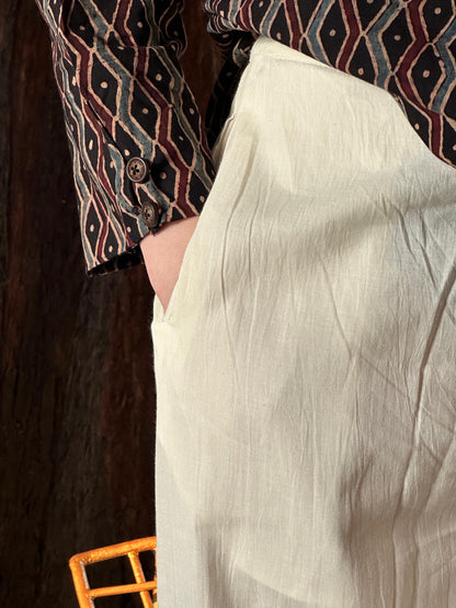 White & Black Floral Daraz Chikankari Palazzo