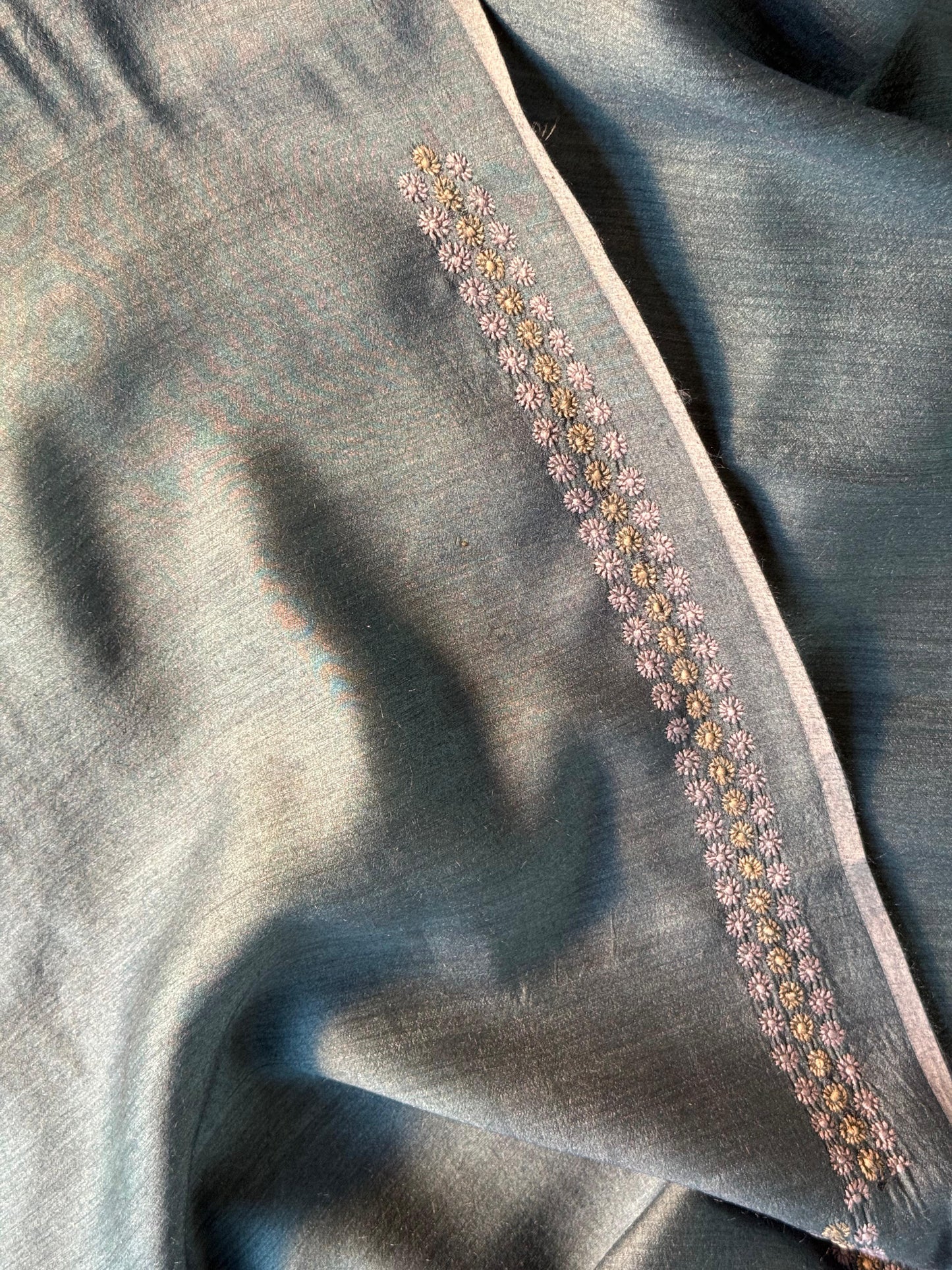 Mint Green Moonga Silk Chikankari Men’s Kurta Fabrics