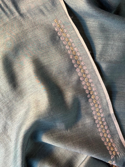 Mint Green Moonga Silk Chikankari Men’s Kurta Fabrics