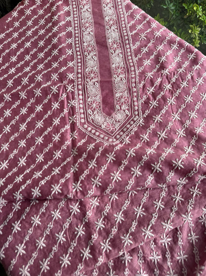 Pink Moonga Silk Chikankari Men’s Kurta Fabrics