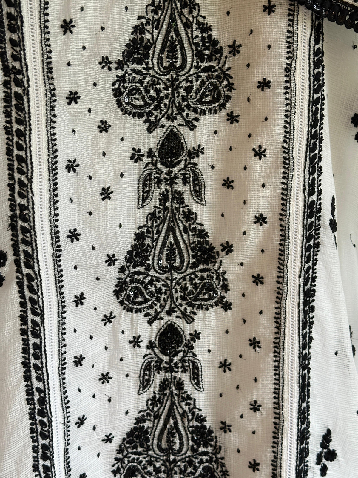 Kota Monochrome Sequins Work Chikankari Kurta Dupatta Set