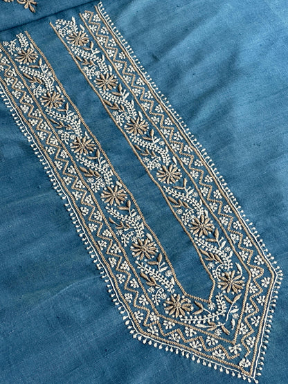 Denim Blue Malkha Handspun Khadi Kurtas Unisex Fabric