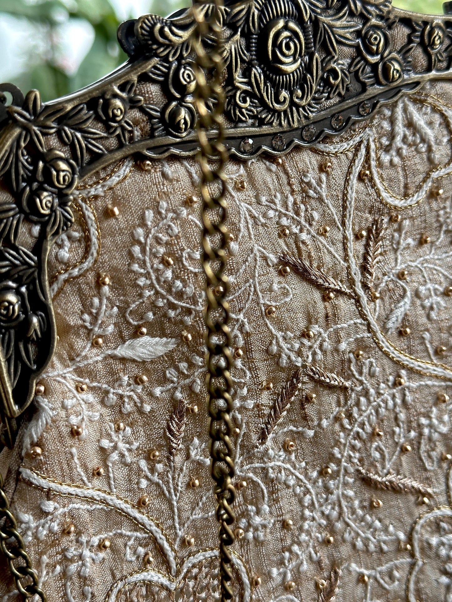 Beige Shade | Vintage Ari Mukaish Sling Bags