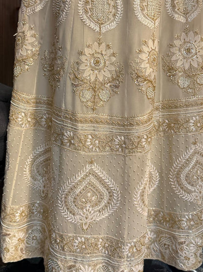 Cream Shade Pure Georgette Semi Stitched Anarkali