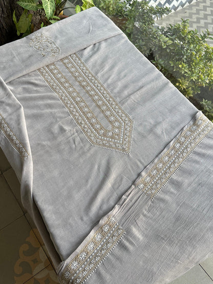 Grey Malkha Handspun Khadi Kurtas Unisex Fabric