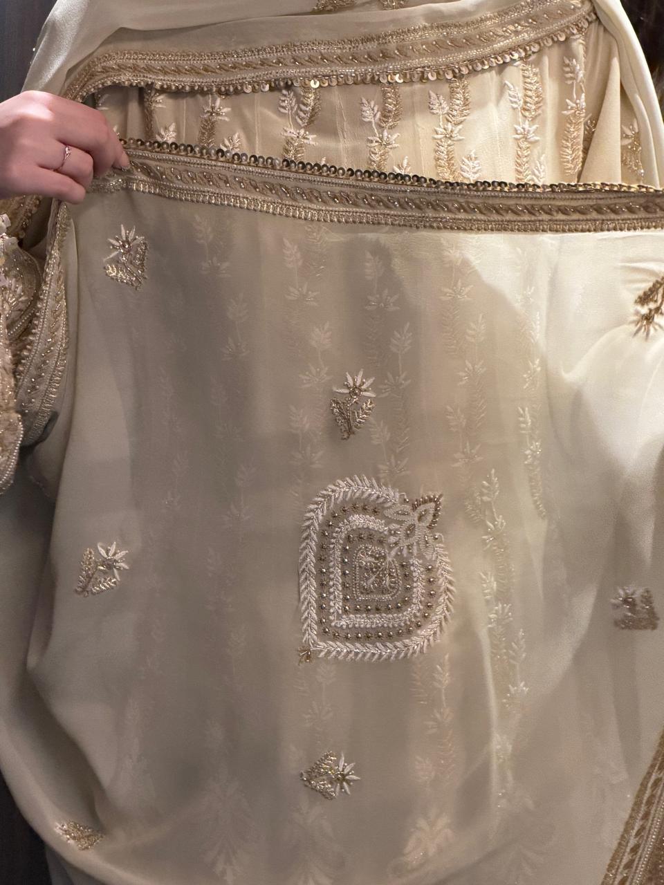 Cream Shade Pure Georgette Semi Stitched Anarkali