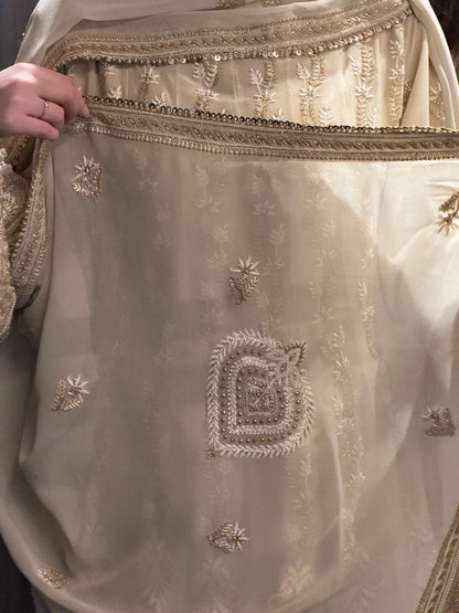Cream Shade Pure Georgette Semi Stitched Anarkali
