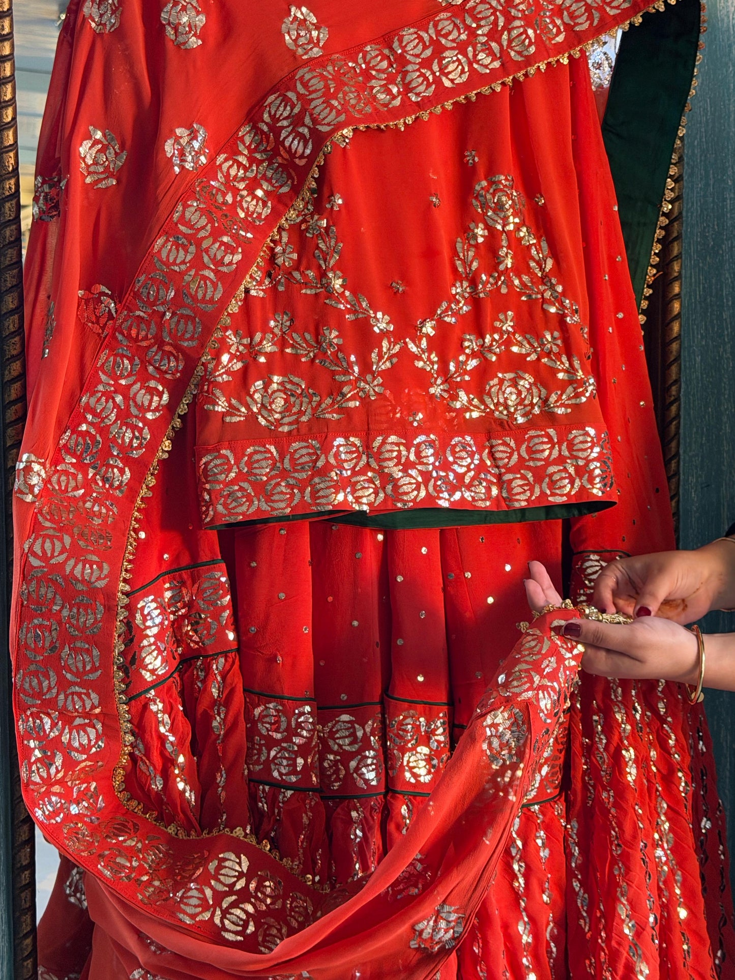 Sunset Orange RTW Mukaish Lucknowi Gharara Set