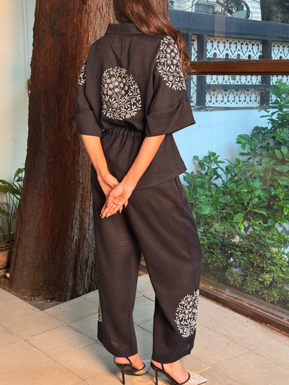 Linen Chikankari Safari Co-Ord Set