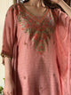 Peach Shade Zari Chanderi Chikankari Kaftan