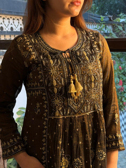 Tissue Silk Bhopali Kurta Dupatta Set