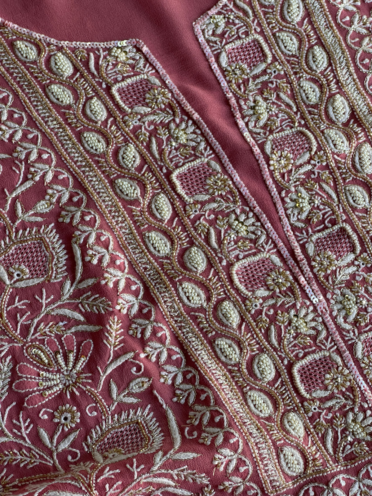 Pink Superfine Pure Georgette Chikankari Kurta Set