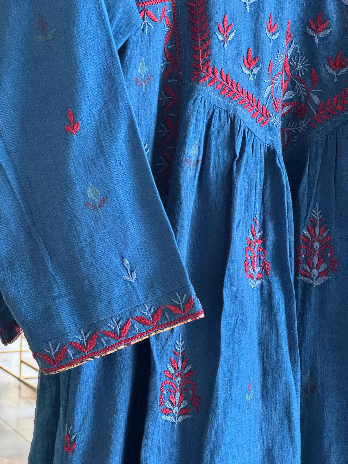 Blue Malkha Handspun Chikankari Tunic