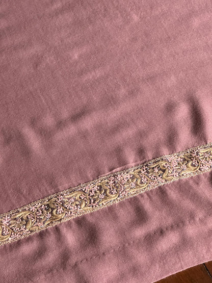 Dusty Pink Kashmiri Pashmina Phiran with Handcrafted Ari & Chikankari Embroidery