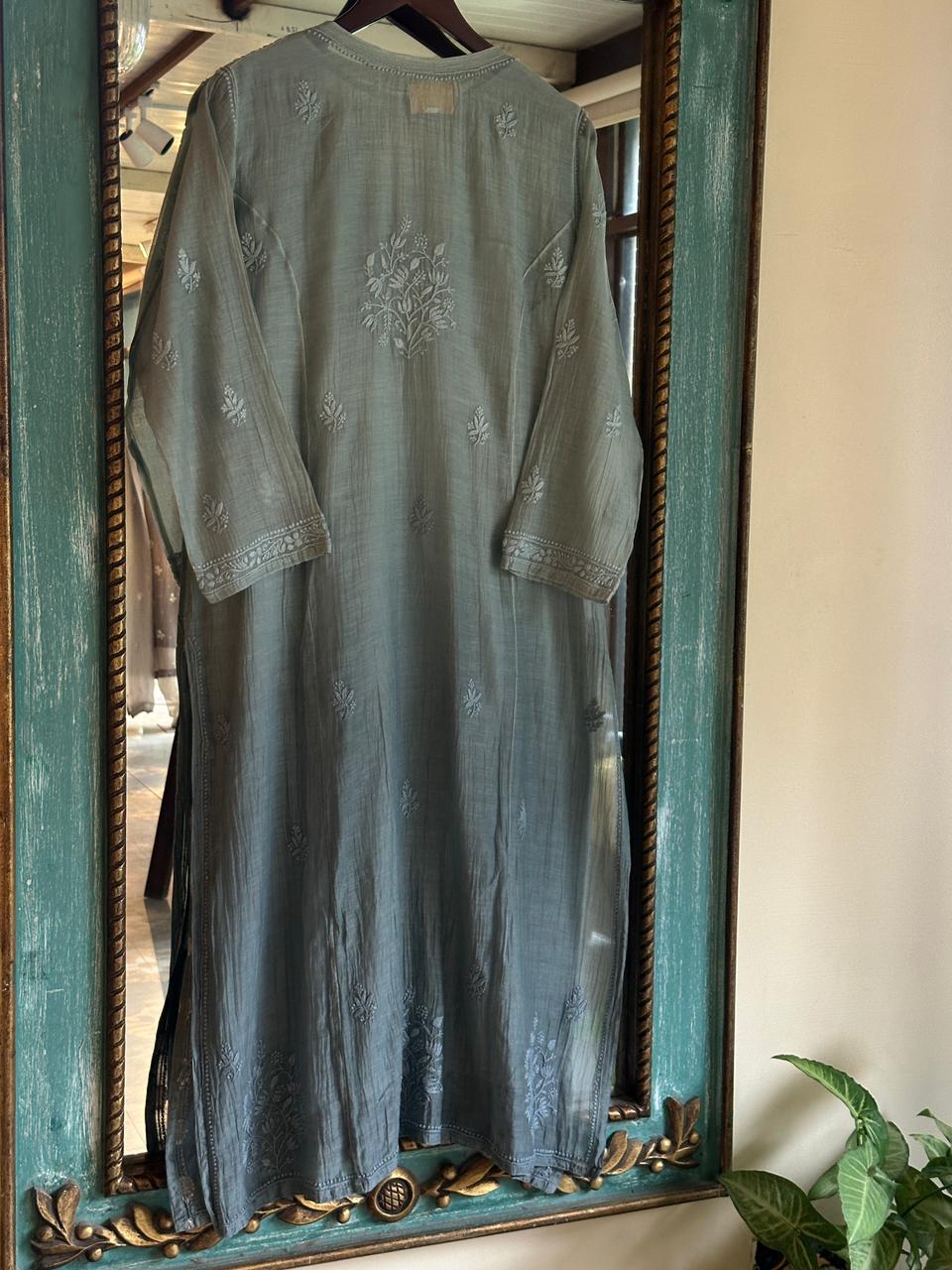 Blue Shade Zari Chanderi Chikankari Ready to Wear Tunics