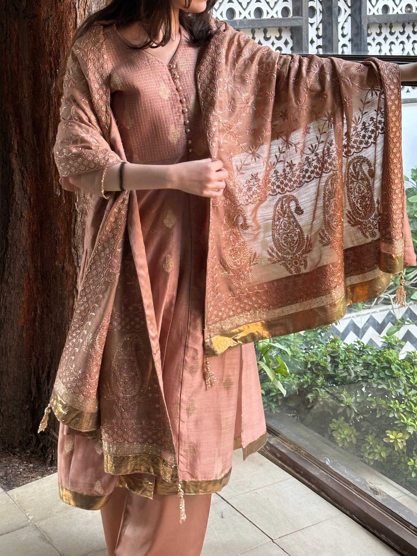 Heirloom Chikankari
Dupatta Dagla | Terracotta Pink