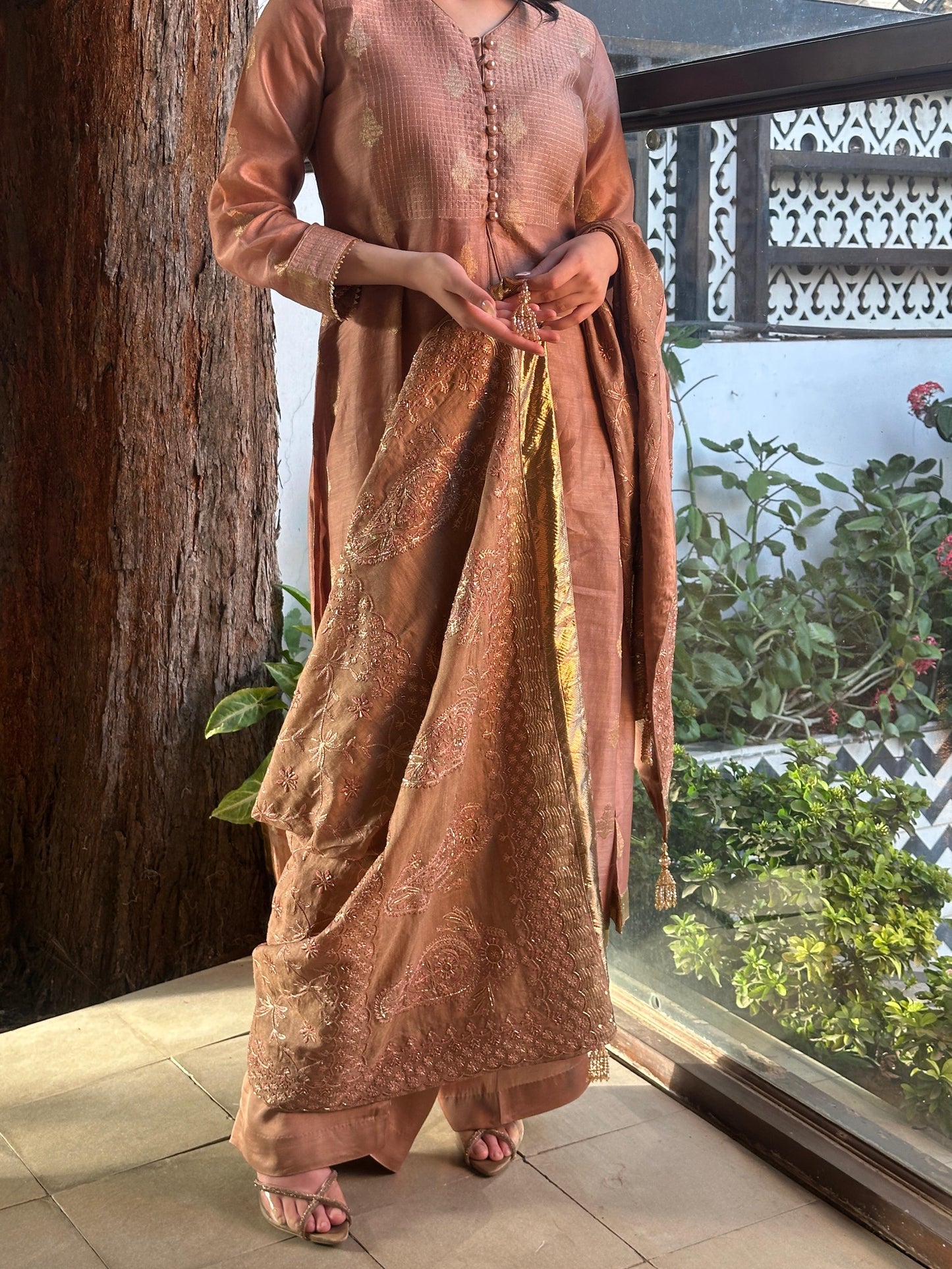 Heirloom Chikankari
Dupatta Dagla | Terracotta Pink
