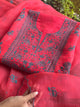 Watermelon Red Shade Noor Organza Silk Chikankari Unstitched Kurta Dupatta Set