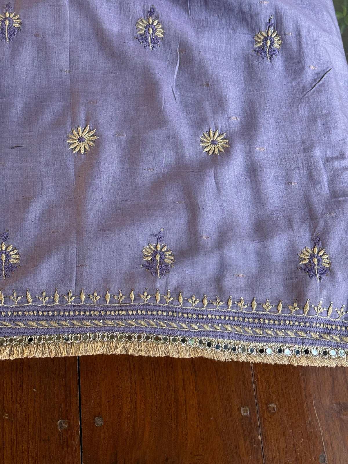 Purple Shade Jamdani X Chikankari Unstitched Fabric