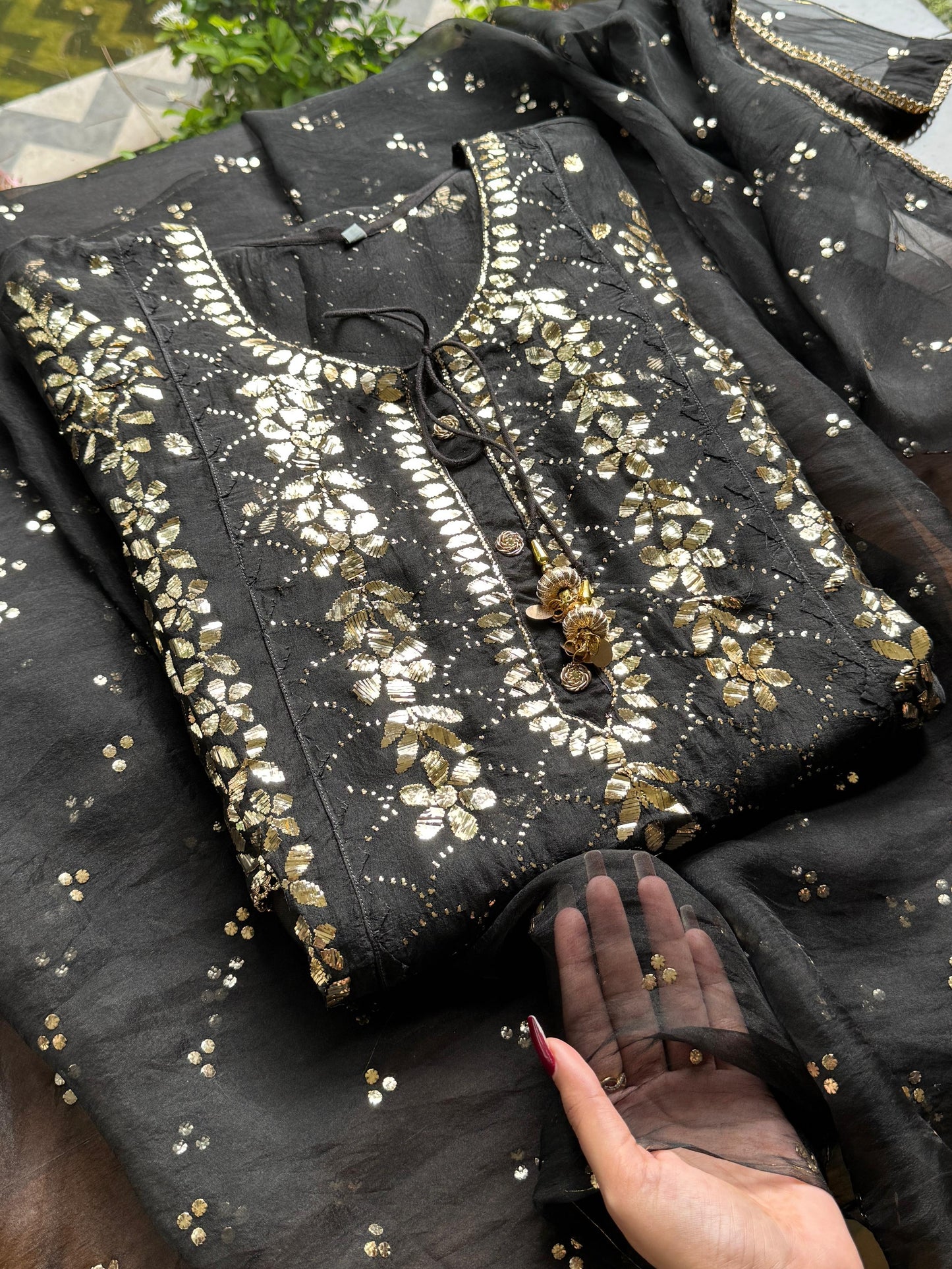 Noor Organza Mukaish Applique Kurta Set