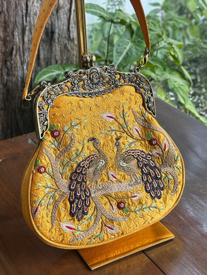 Mango Yellow | Vintage Ari Mukaish Sling Bags