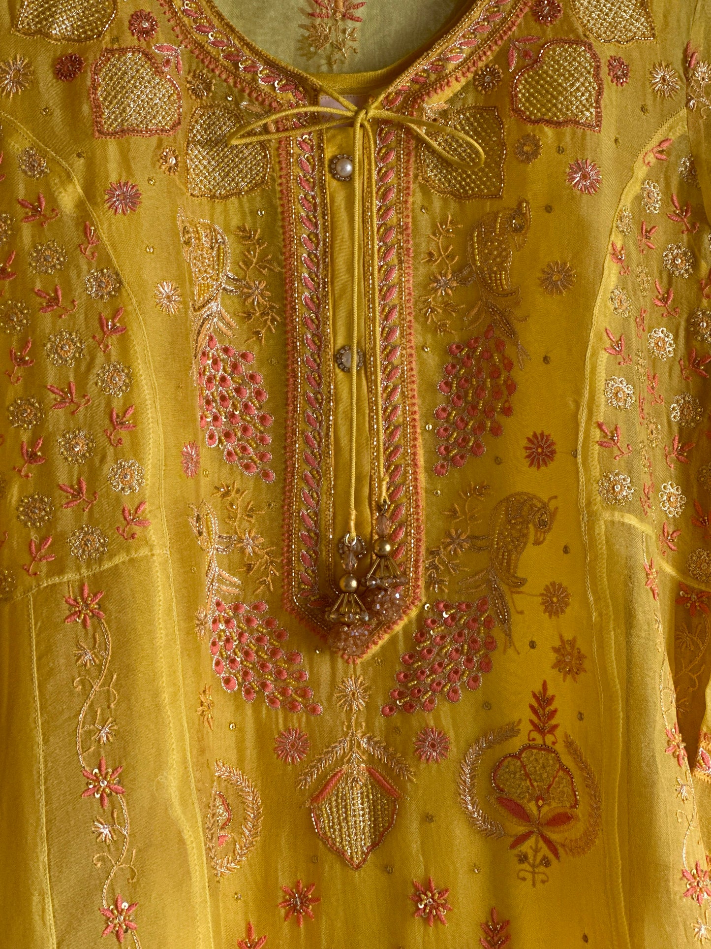 Saffron Mango Shade Noor Organza Chikankari Anarkali