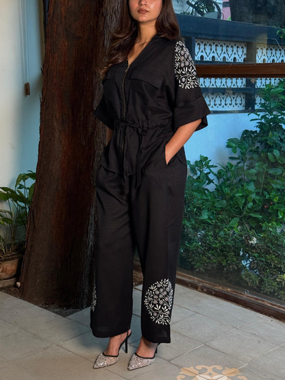 Linen Chikankari Safari Co-Ord Set