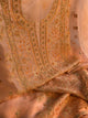 Floral Soft Peach Shade Noor Organza Chikankari Unstitched Fabric