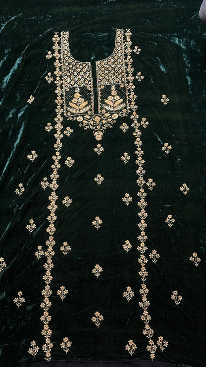 Midnight Moss Shade | Saman Velvet Ready To Wear Kurta Set