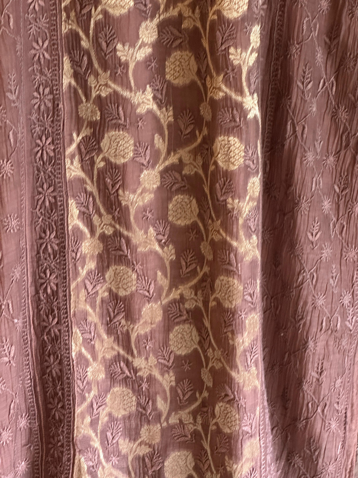 Brown Shade Zari Chanderi Chikankari Ready to Wear Tunics