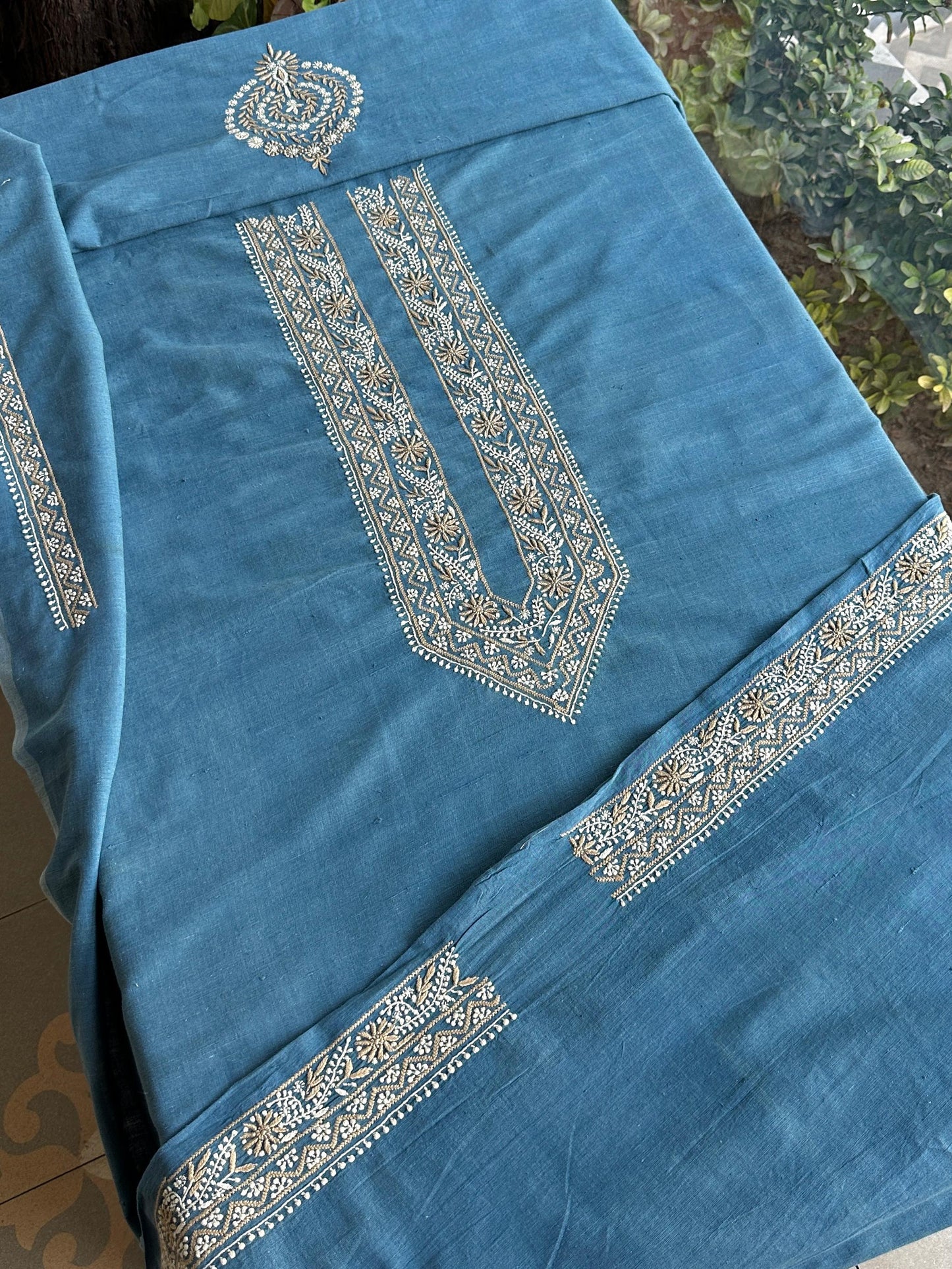 Denim Blue Malkha Handspun Khadi Kurtas Unisex Fabric