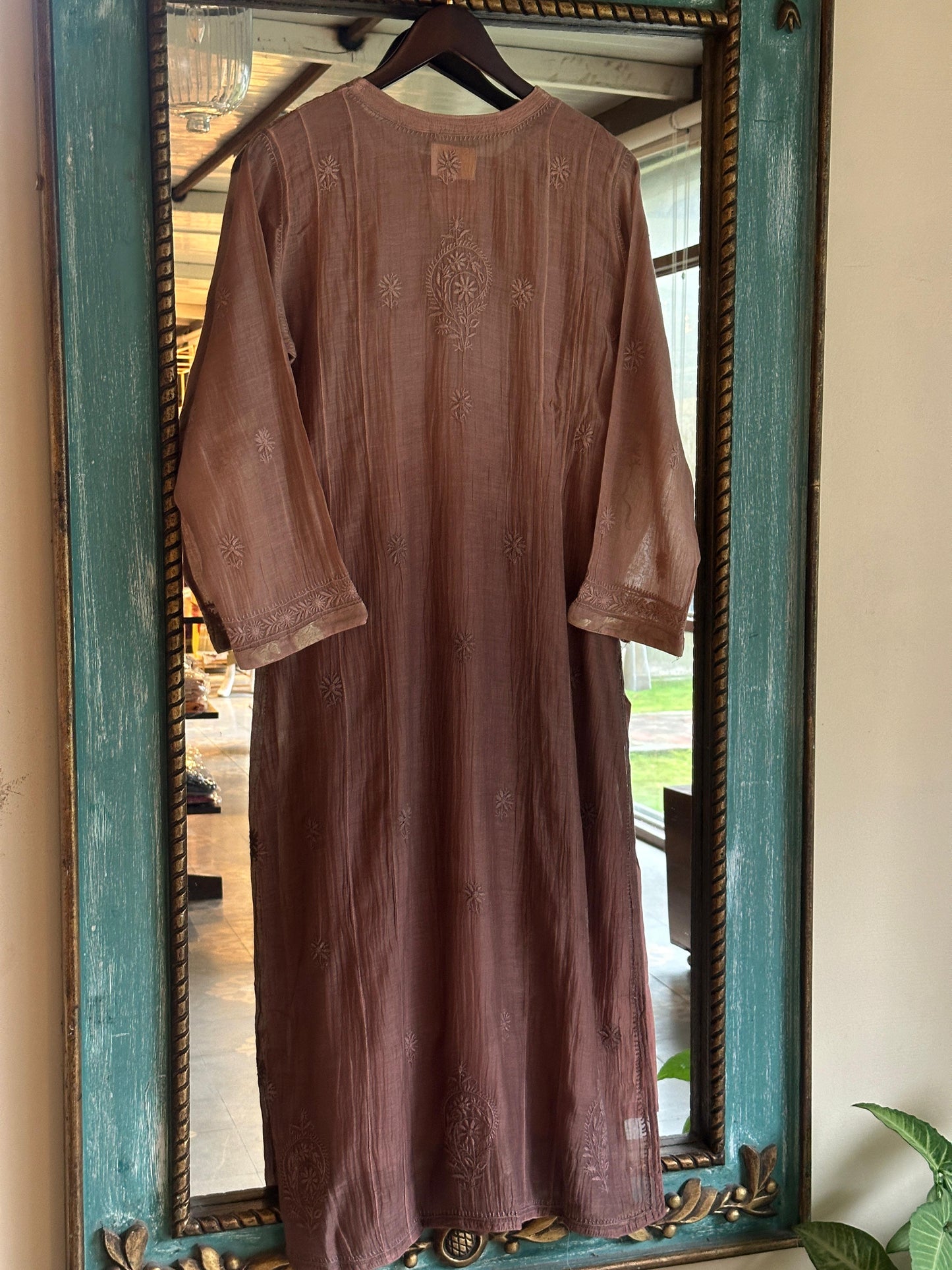 Brown Shade Zari Chanderi Chikankari Ready to Wear Tunics