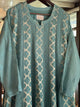 Sea Green Zari Chanderi Chikankari A Line Kurta with Slip