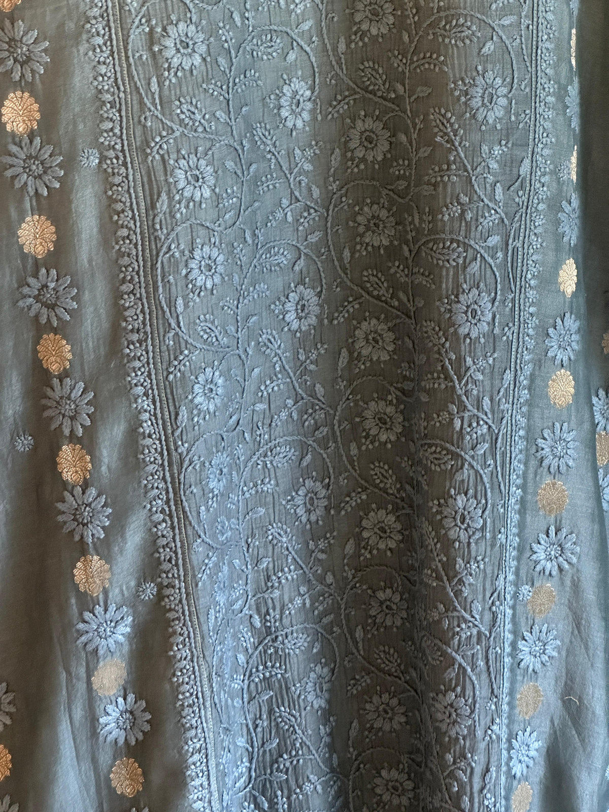 Blue Shade Zari Chanderi Chikankari Ready to Wear Tunics