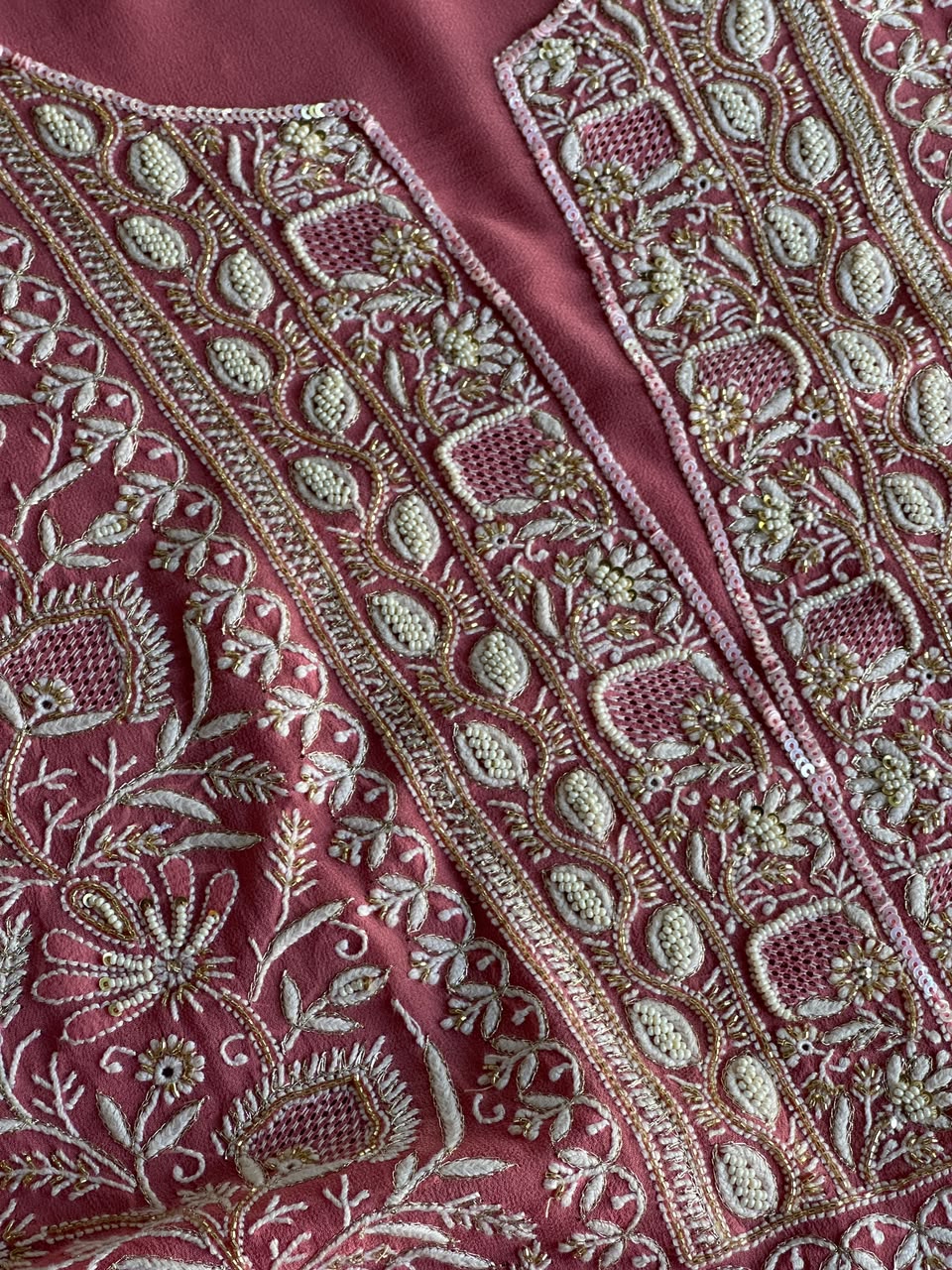 Pink Superfine Pure Georgette Chikankari Kurta Set
