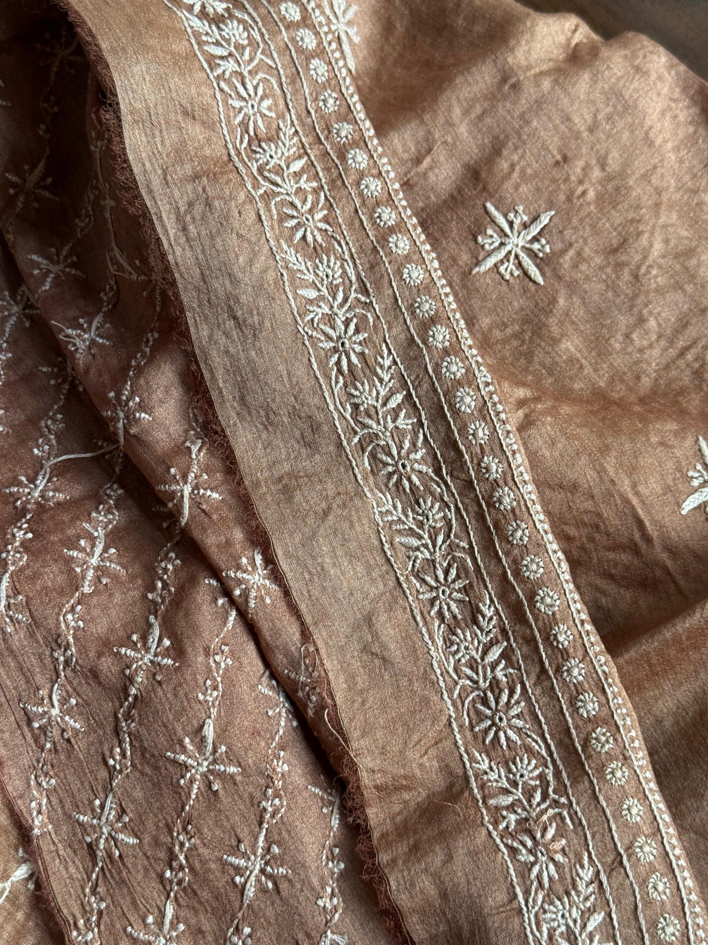 Mustard Moonga Silk Chikankari Men’s Kurta Fabrics