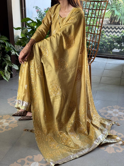 Zari Tissue Chikanakari Ari Heriloom Chikankari Dupatta Angarkha Set