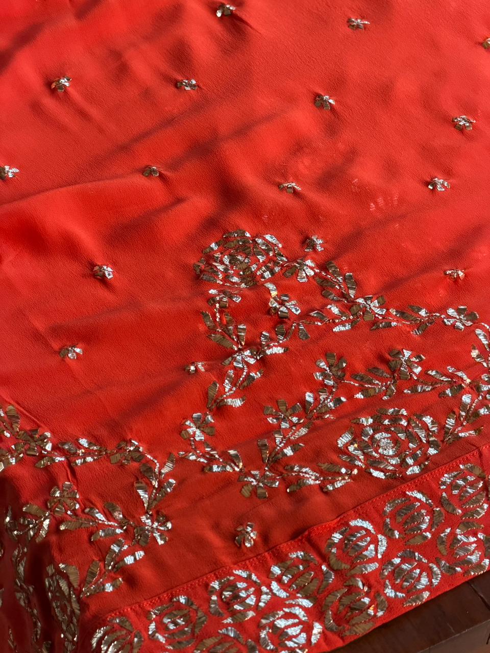 Sunset Orange RTW Mukaish Lucknowi Gharara Set