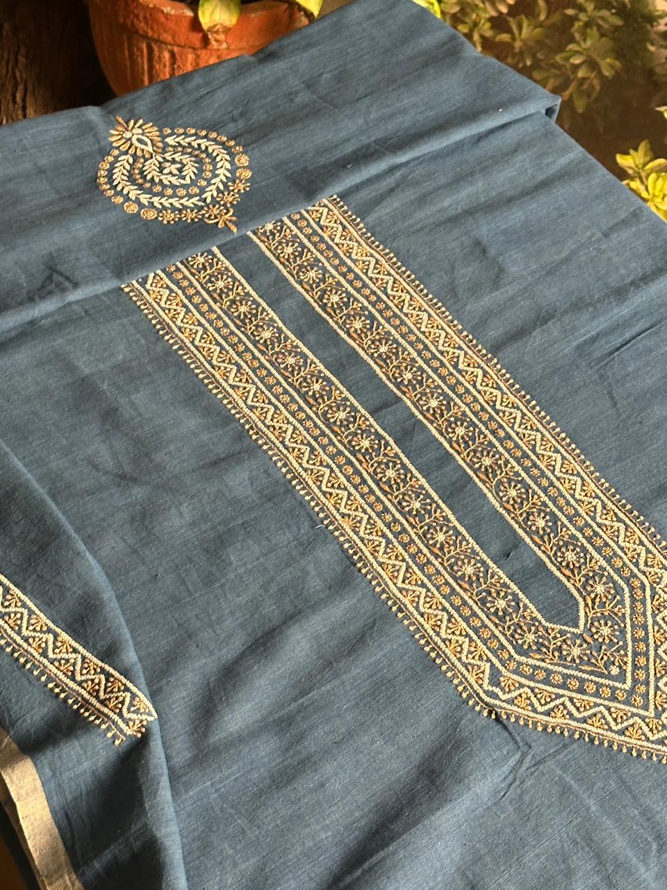 Ink Blue Malkha Handspun Khadi Kurtas Unisex Fabrics