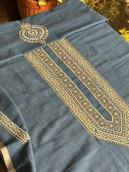 Ink Blue Malkha Handspun Khadi Kurtas Unisex Fabrics