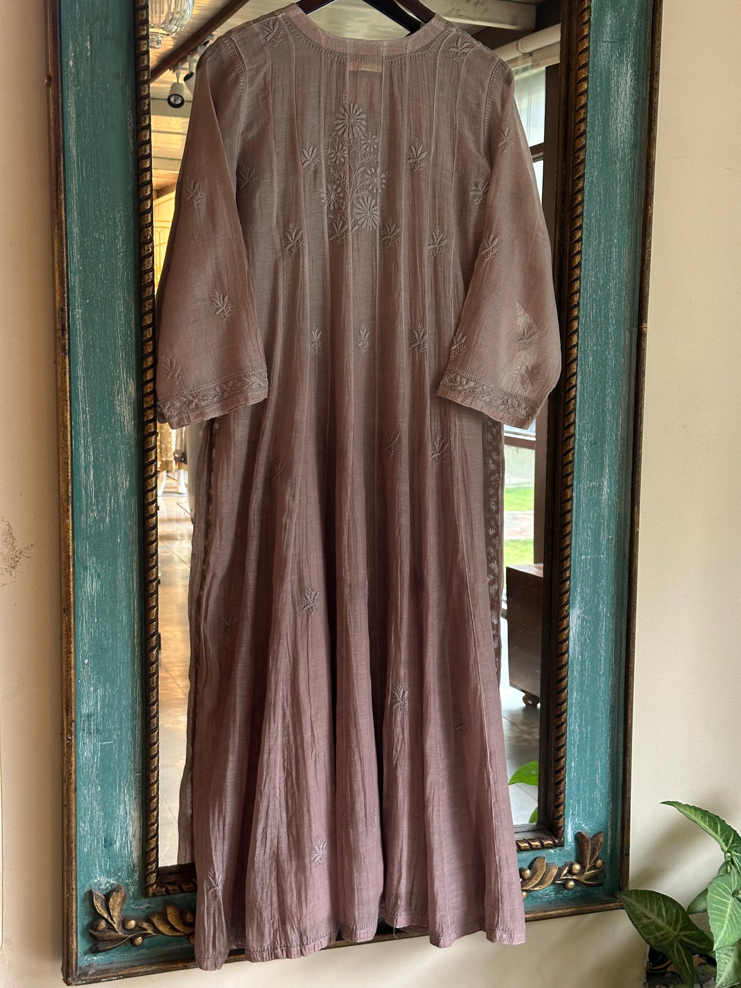 Brown Shade Zari Chanderi Chikankari Ready to Wear Tunics