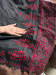 Black & Red Chanderi Saree with Chikankari Embroidery & Banarasi Zari Border