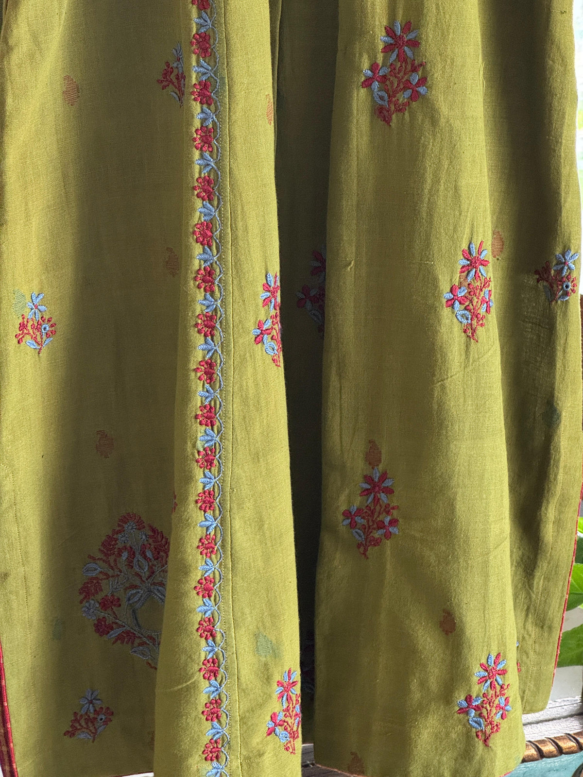 Green Malkha Handspun Chikankari Tunic