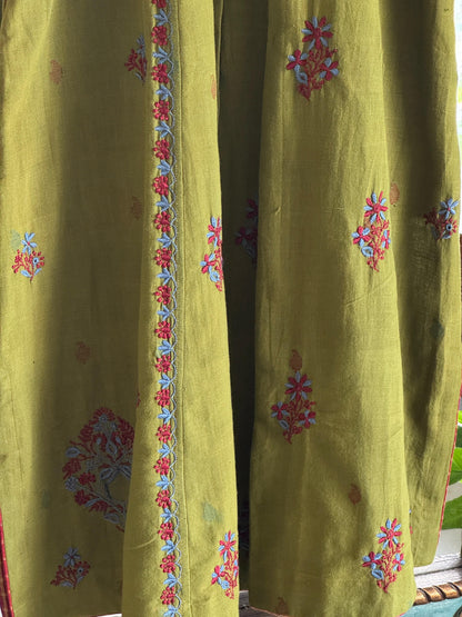 Green Malkha Handspun Chikankari Tunic