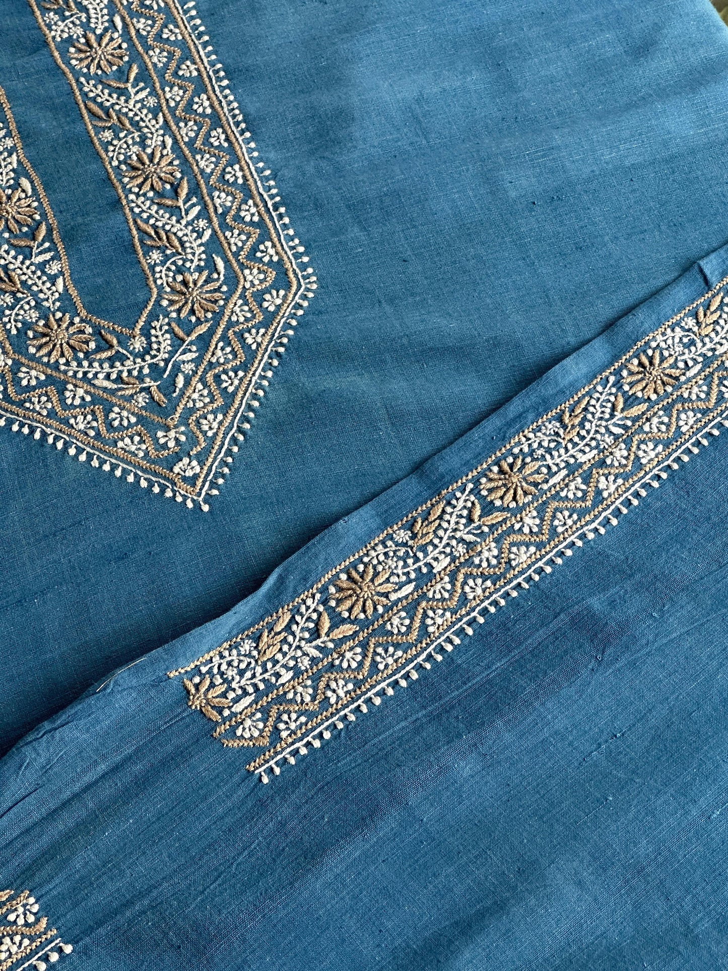 Denim Blue Malkha Handspun Khadi Kurtas Unisex Fabric