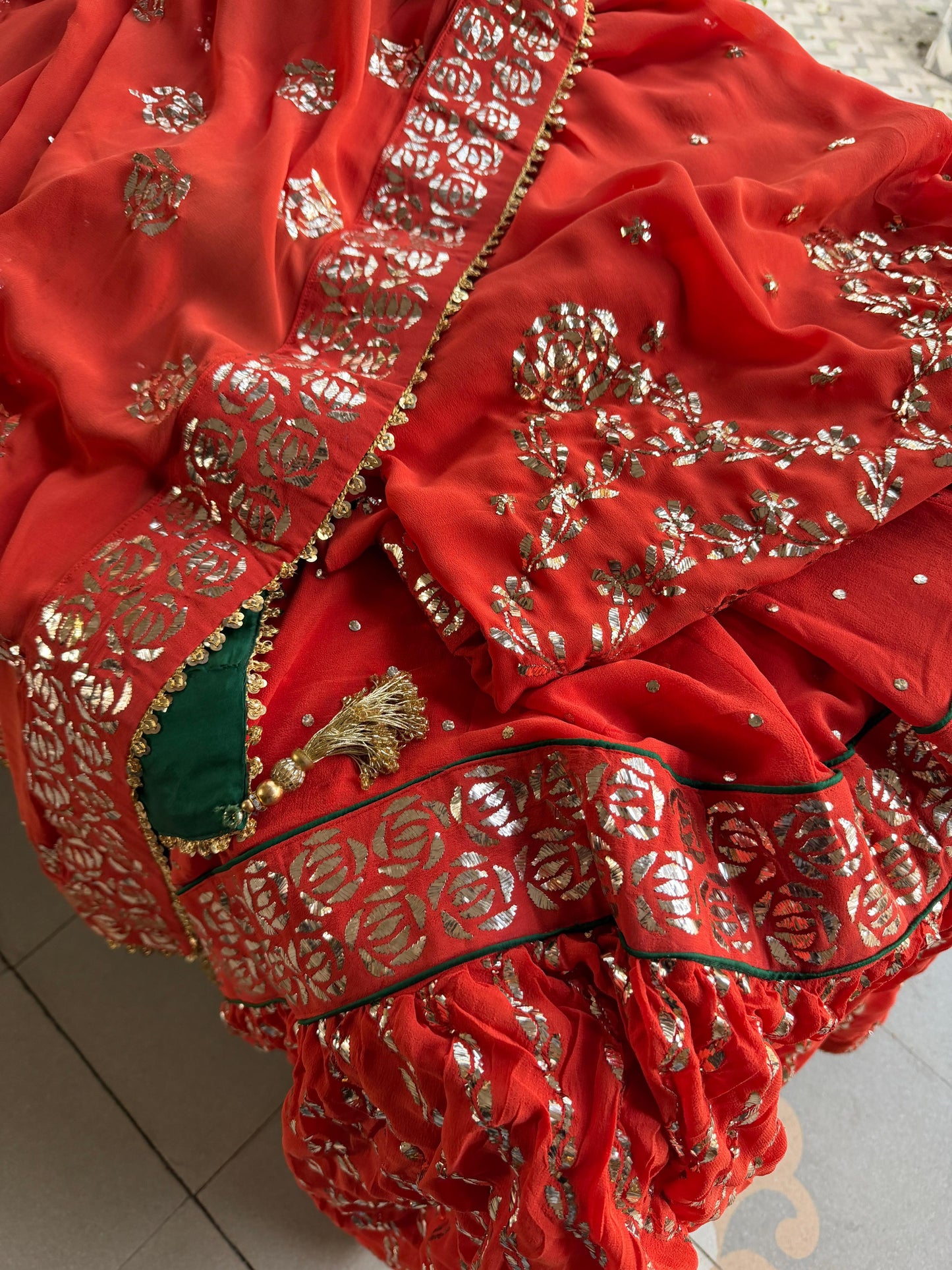 Sunset Orange RTW Mukaish Lucknowi Gharara Set