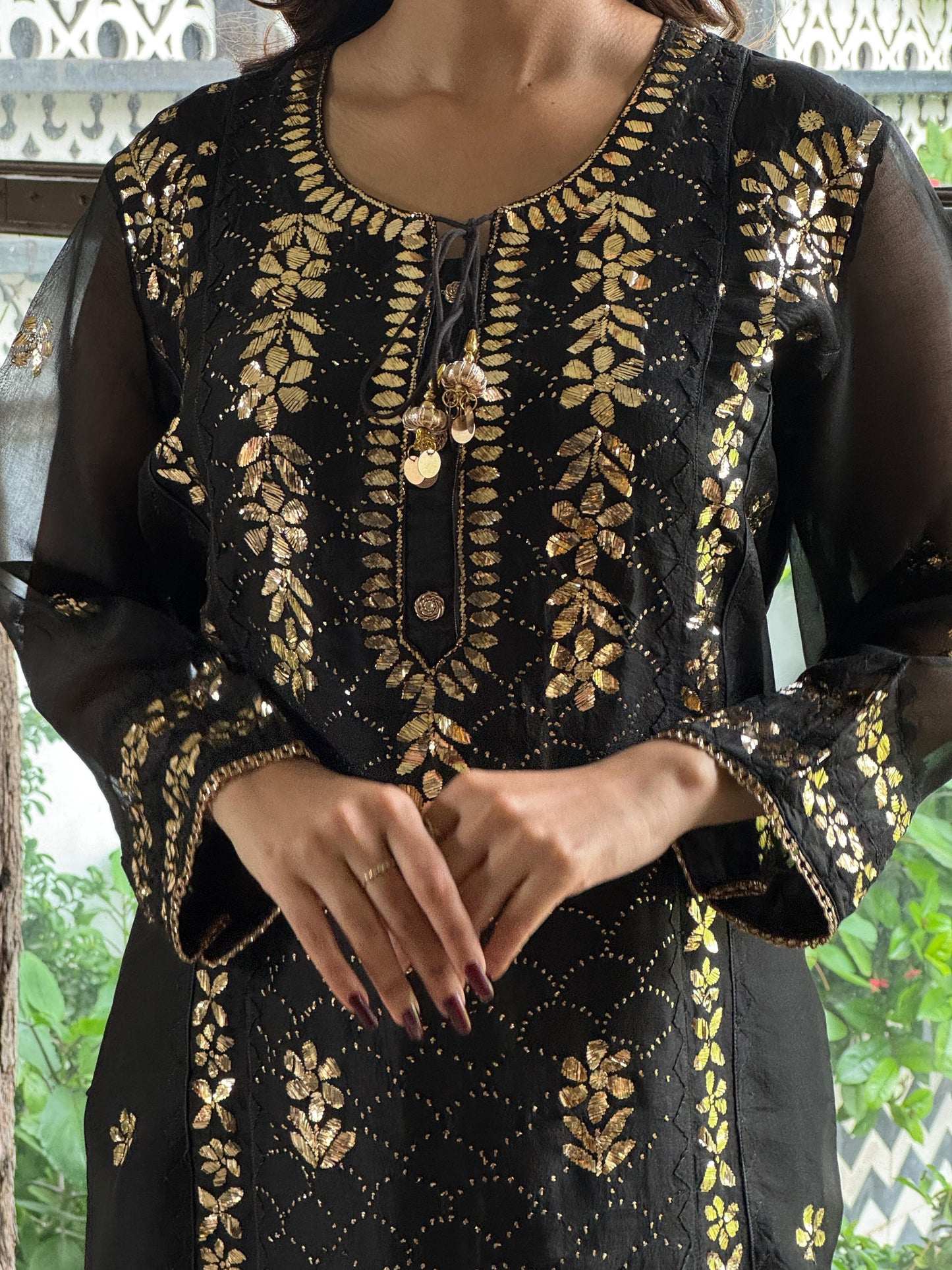 Noor Organza Mukaish Applique Kurta Set