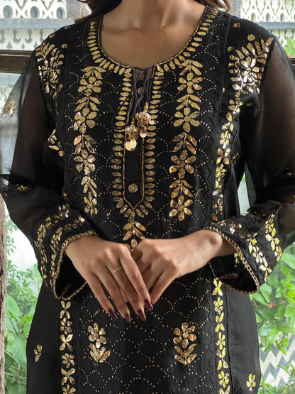 Noor Organza Mukaish Applique Kurta Set
