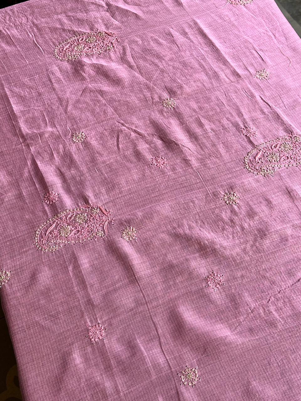 Pink Shade Chanderi Chikankari Saree